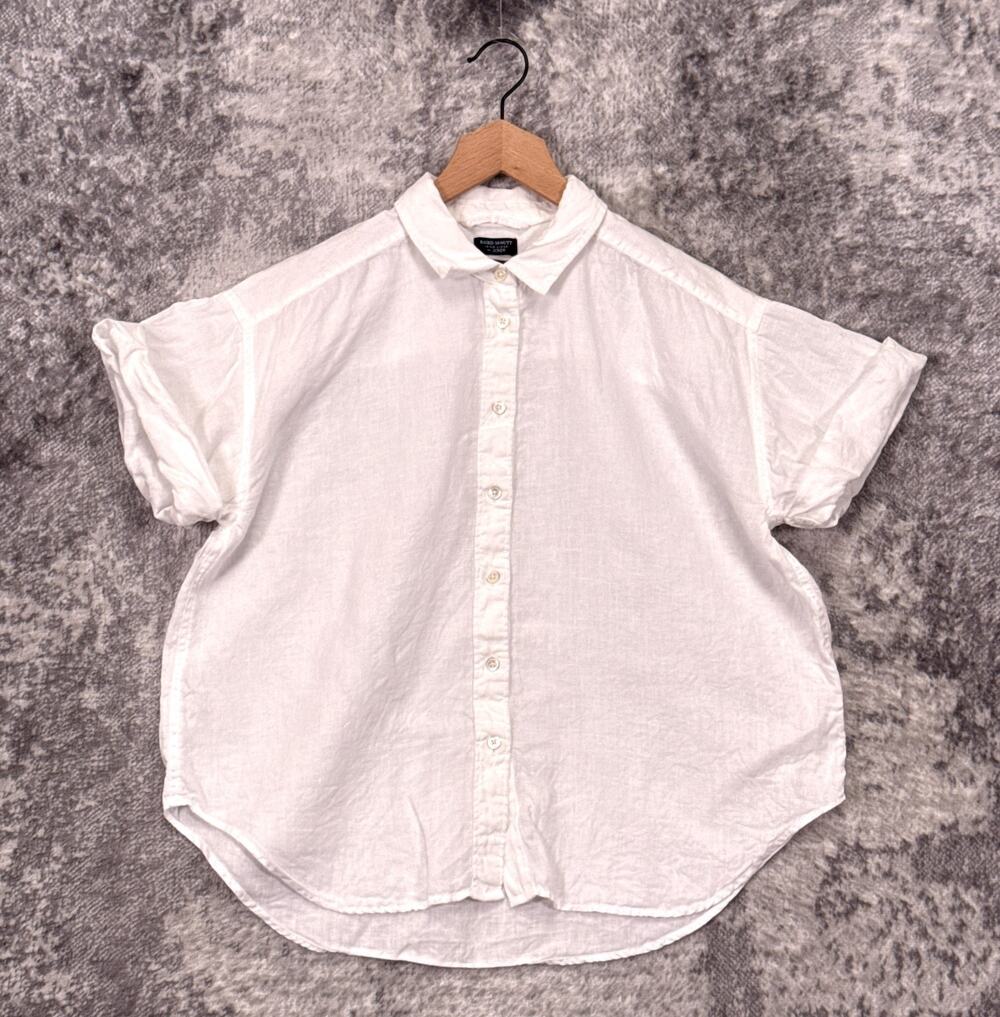 J Crew Relaxed Irish Linen Shirt Medium Womens White Baird McNutt Button Top